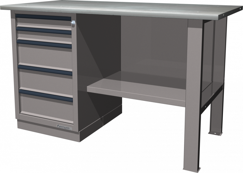 Верстак слесарный с тумбой 5 ящиков, серия "L" FERRUM 01.105L-9007