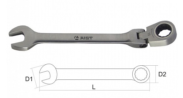 Ключ комбинированный с храповым механизмом 10мм 72 зуб., шарнирный AIST 010410B