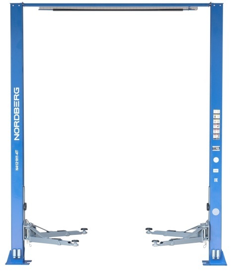 Подъемник 380V 2х стоечный 4т с верх синхр, H=4,0 м, с электростопорами (синий) NORDBERG N4120H1E-4B